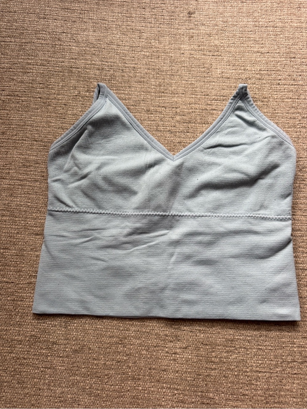 Light Blue V-Neck Ribbed Tank Top